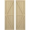Ekena Millwork Americraft 5-Board Wood 2 Equal Panel Frmd Board-n-Batten Shutters w/Dbl Z-Bar, ARW102BF518X77NTH, PR ARW102BF518X77NTH - alternate 1